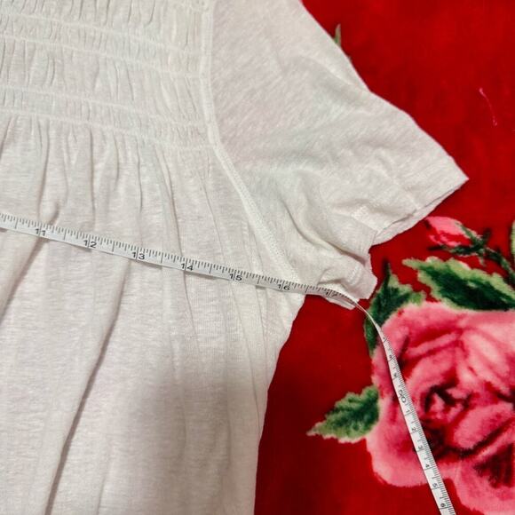Free People Smocked Babydoll Top White Women's Small Cottagecore Romantic Linen - Picture 12 of 15